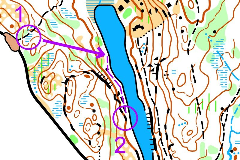 Žemėlapio fragmentas - prisirišimas prie tvenkinio