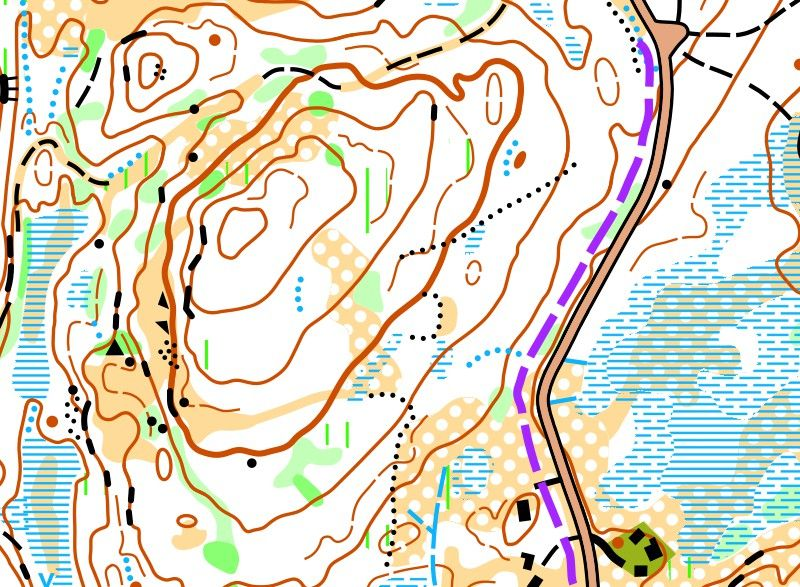 Žemėlapio fragmentas su pažymėtu orientyru